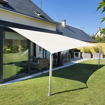Sunnylaxx 4x4m Sonnensegel Quadrat, Wasserdicht Sonnenschutz Sunsegel Color Creme, 95% UV-Schutz,für Außenbereich,Garten - 1
