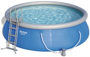 Bestway Fast Pool Set, rund, mit Kartuschenfilterpumpe, Leiter und Boden-& Abdeckplane, blau, 457 x 122 cm - 1