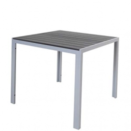 Chicreat Tisch aus Aluminium mit Polywood-Platte, Silber und Schwarz, 90 x 90 x 75 cm - 1
