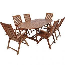 Deuba Sitzgruppe Vanamo 6+1 FSC®-zertifiziertes Eukalyptusholz klappbar 7-TLG Tisch Sitzgarnitur Holz Gartenmöbel Garten Set - 1