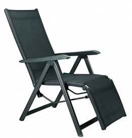 Kettler Relaxsessel Basic Plus – wetterfester Klappstuhl aus Aluminium und mit hautsympathischem Gewebe – verstellbarer Liegestuhl für Terrasse und Garten – anthrazit & anthrazit - 1