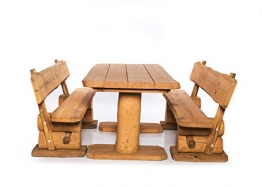 Massive rustikale Sitzgarnitur 4-Sitzer - Gartengarnitur - Aus heimischer Kiefer - Mit Holzschutzlasur behandelt (120 cm) - 1
