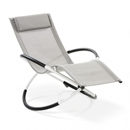 maxVitalis Relax-Schaukelliege klappbar: 2in1 Sitz- und Liegestuhl für Garten und Balkon, leichte Gartenliege, grau-kariert - 1