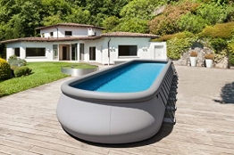 OUTTECH Premium Pool, grau, Stahl/PVC, 1220 x 366 x 122 cm, Sandwich-PVC und viel Zubehör, oval - 1