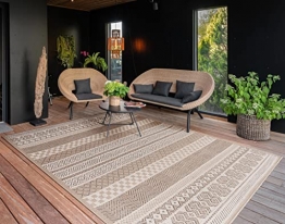 Paco Home In-& Outdoor Teppich Balkon Terrasse Küchenteppich Modernes Boho Ethno Muster, Grösse:80x150 cm, Farbe:Beige - 1