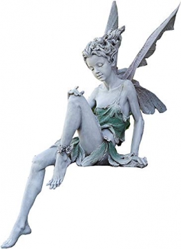 Sitzende Fee Gartendeko Figuren Gartenfiguren für Außen, 22cm Höhe Tudor Und Turek Sitzen Magische Fee Statue, Harz Elfen Skulptur mit Flügeln - 1