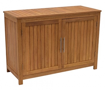 DEGAMO Holz Gartenschrank Cabinet 120x50cm mit Zwei Ebenen, Eukayltpus - 1