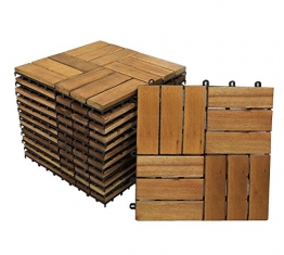 SAM Terrassenfliese 02 Akazien-Holz, 11er Spar-Set für 1m², 30x30 cm, Garten- Klickfliese, Bodenbelag, Drainage - 1