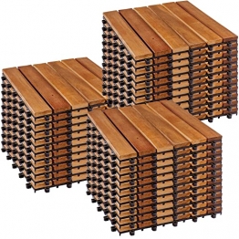 STILISTA® Holzfliesen, FSC®-zertifiziertes Akazienholz, 30 x 30 cm, 1 m² 2 m² 3 m² oder 5 m² - Auswahl 3 m² (33er Set) - 1