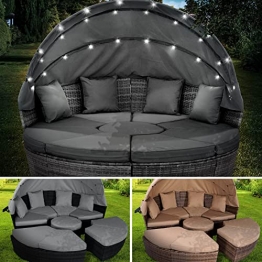 BRAST Sonneninsel Lounge Set | incl. Abdeckung + LEDs + Kissen | Ø210cm viele Farben | TÜV geprüft | Outdoor Gartenmöbel Loungemöbel Sitzgruppe Garnitur | Grau/Anthrazit - 1