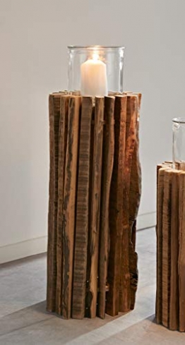 Windlichtsäule Rustikal aus recyceltem Holz, 55 cm hoch, Dekosäule, Kerzenhalter - 1